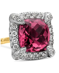 Sterling Silver Chatelaine Garnet Stud Earrings with Diamonds - Exclusive