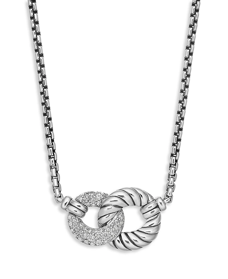 David Yurman Belmont Double Link Necklace with Diamonds