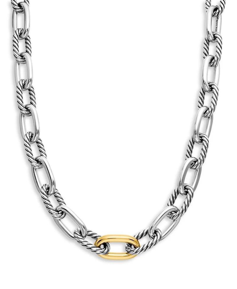 DY Madison® Chain Necklace Sterling Silver with 18K Yellow Gold, 13.5mm