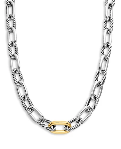 DY Madison® Chain Necklace Sterling Silver with 18K Yellow Gold, 13.5mm