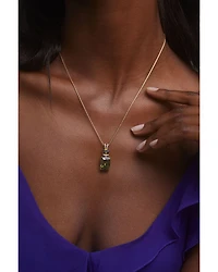 Macaron Cubic Zirconia Double Drop Pendant Necklace 18K Gold Plated, 16"-18"
