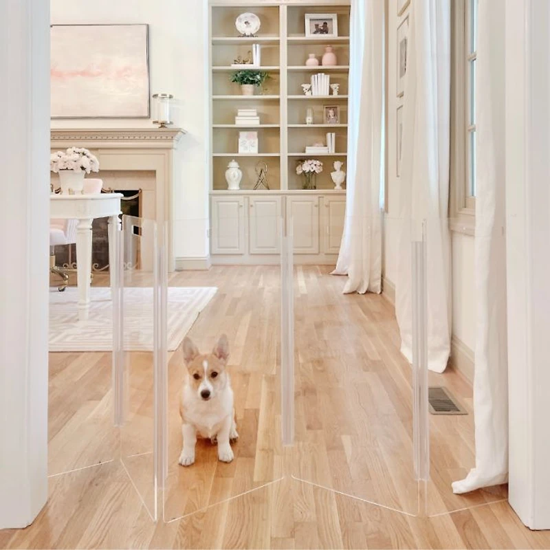 Clear Freestanding Pet Gate Zig Zag