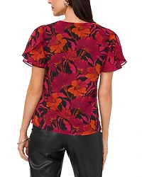 Floral Print Ruffled Sleeve Top