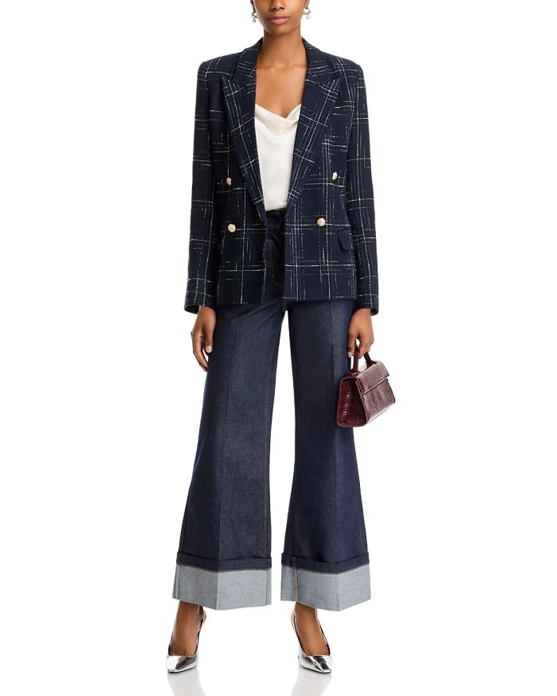 Raquelita Sheen High Rise Wide Leg Jeans Dark Denim Blue
