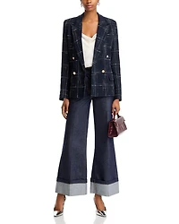 Raquelita Sheen High Rise Wide Leg Jeans Dark Denim Blue