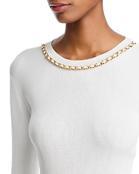 Elda Chain Crewneck Pullover Sweater