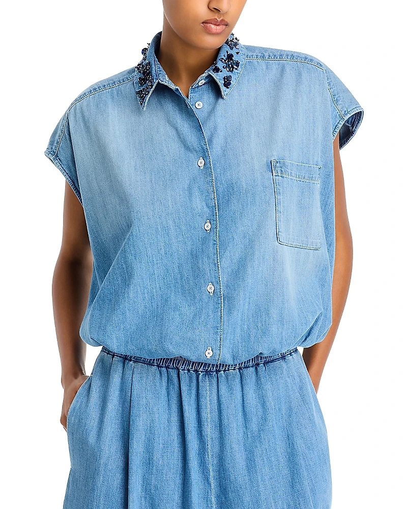 Fabiana Filippi Embellished Collar Denim Shirt