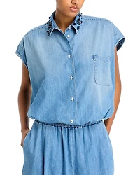 Fabiana Filippi Embellished Collar Denim Shirt
