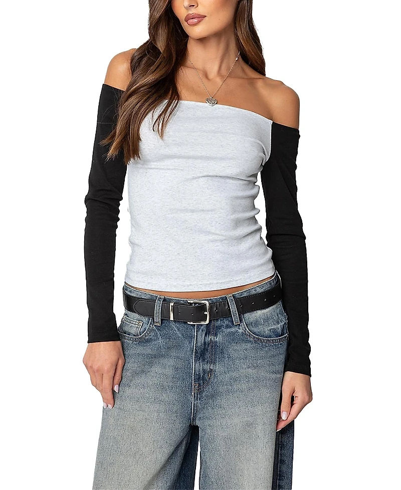 Edikted Contrast Off Shoulder Top