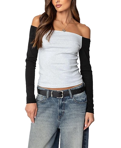 Edikted Contrast Off Shoulder Top