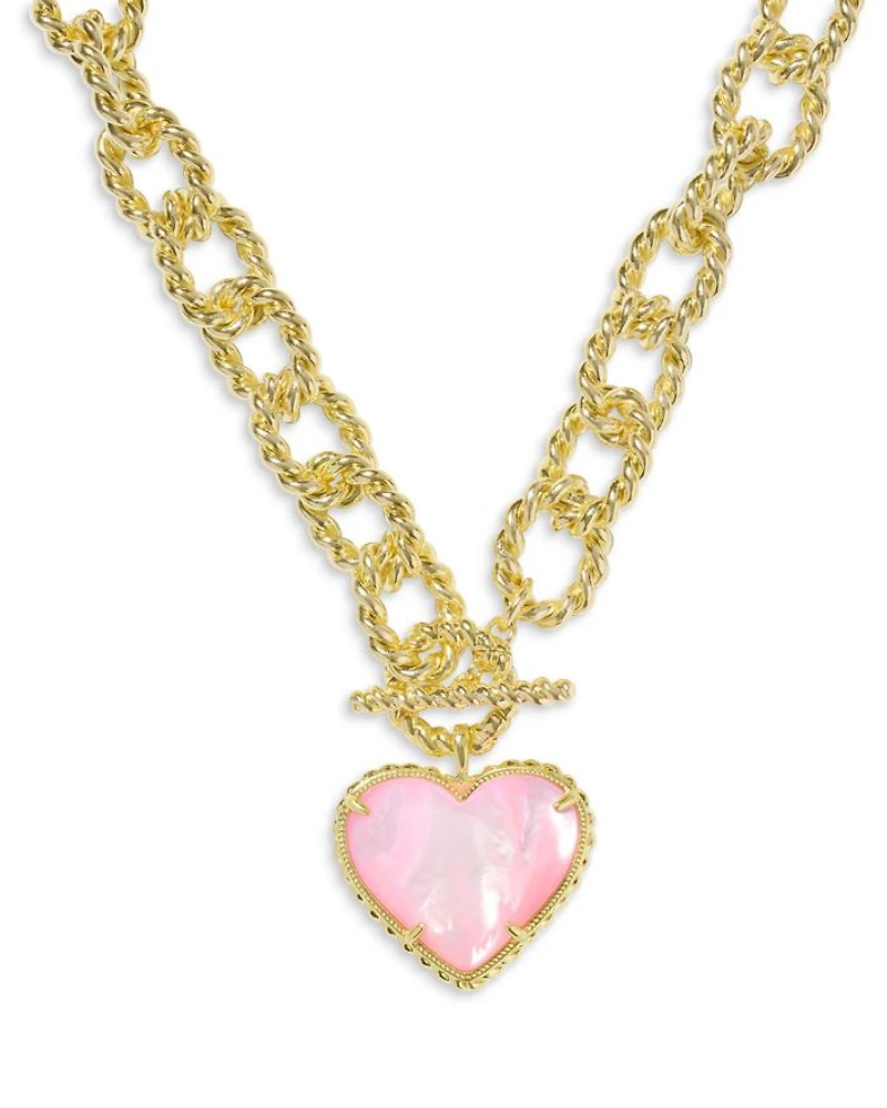 Haisley Heart Rope Textured Link Pendant Necklace, 20.5"
