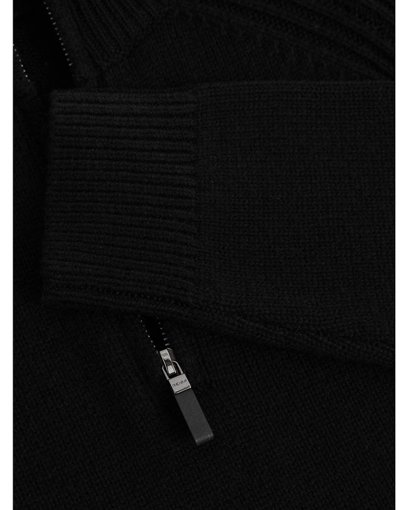 Roberts Wool & Nylon Seam Detail Regular Fit Half Zip Sweater