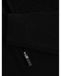 Roberts Wool & Nylon Seam Detail Regular Fit Half Zip Sweater