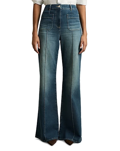 Reiss Sakura Patch Pocket High Rise Flare Jeans
