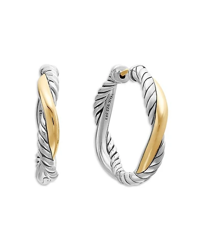 Petite Infinity Hoop Earrings in Sterling Silver with 14K Yellow Gold