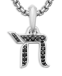 David Yurman Sterling Silver Chai Amulet with Black Diamonds