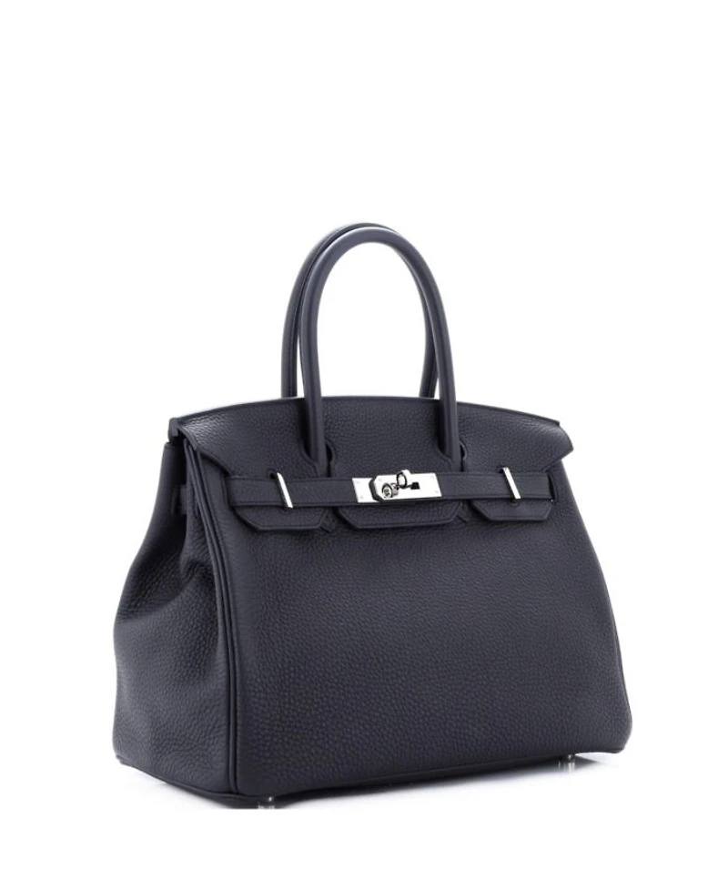 Pre-Owned HERMES Pre-Owned Hermes Birkin 30 Handbag Black Togo with Palladium Hardware
