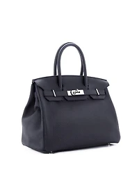Pre-Owned HERMES Pre-Owned Hermes Birkin 30 Handbag Black Togo with Palladium Hardware