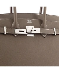 Pre-Owned HERMES Pre-Owned Hermes Birkin 30 Handbag Grey Epsom with Palladium Hardware