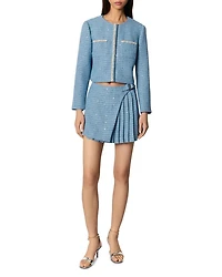 Short Sequin Embellished Tweed Jacket