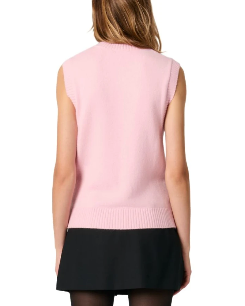 Sleeveless Wool Blend Cardigan