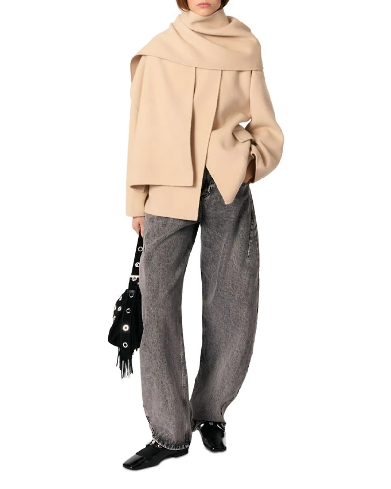 Double-Faced Coat with Scarf