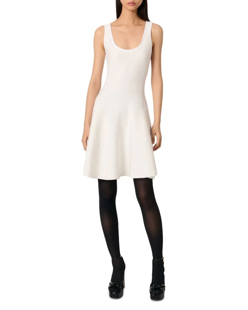 Sequin Embellished Knit Short Dress