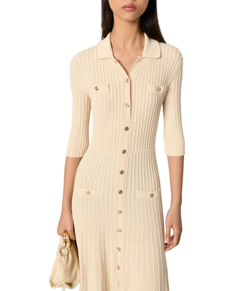 Sequin Embellished Knit Midi Dress