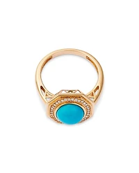 Turquoise & Diamond Halo Ring in 14K Yellow Gold