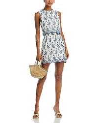 Aqua Embroidered Scalloped Mini Dress - Exclusive