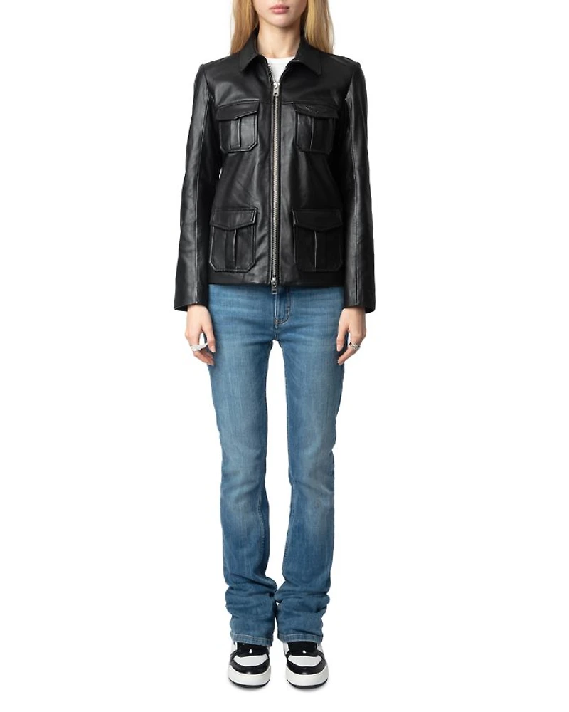 Lienna Embossed Leather Jacket