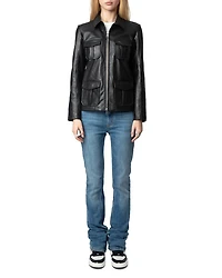 Lienna Embossed Leather Jacket