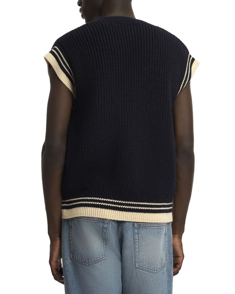 Regular Fit Ribbed Cap Sleeve Knit Vest