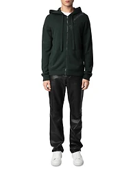 Clash Merino Wool & Cashmere Tattoo Embroidered Hooded Cardigan
