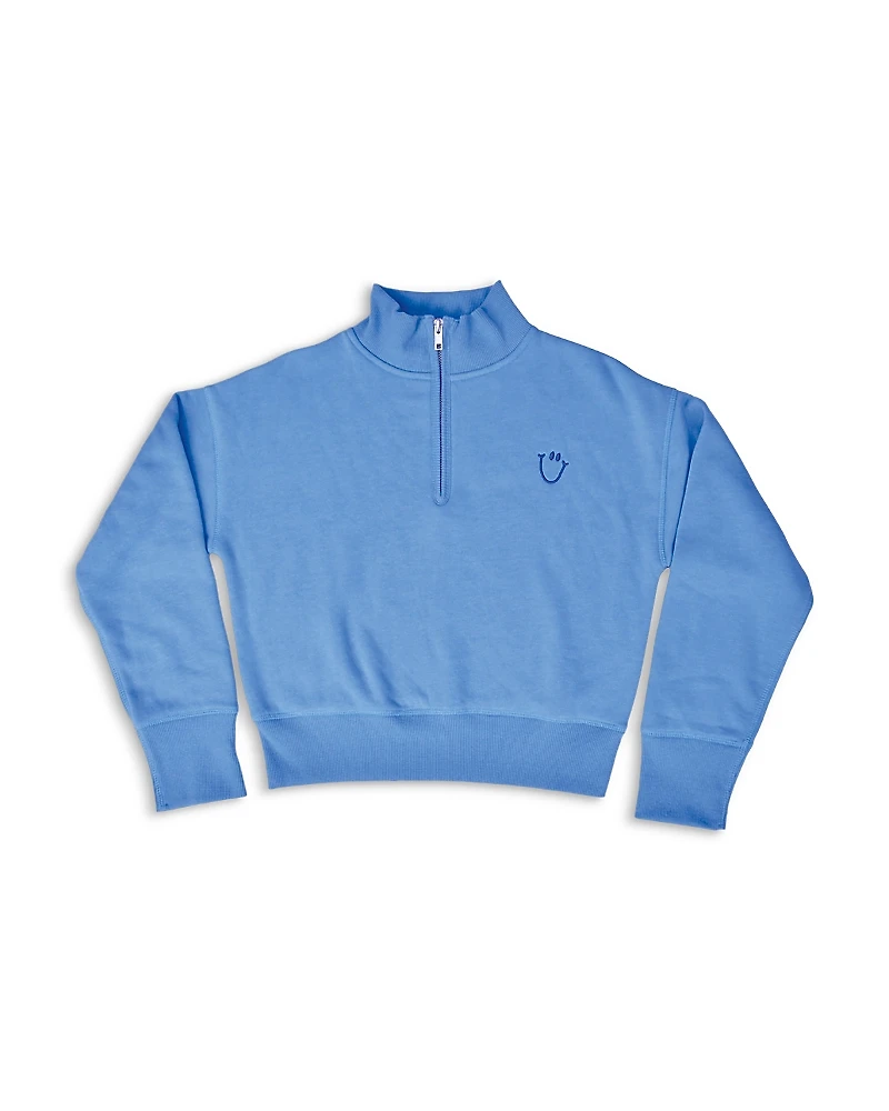 Iscream Girls' Happy Faces 1/4 Zip Sweatshirt - Big Kid