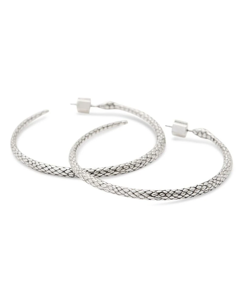 Serpent Hoop Earrings in Silver Tone