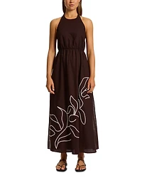 Embroidered Halter Dress
