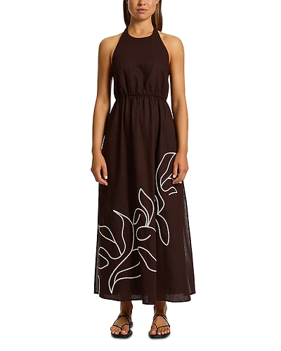 Jets Embroidered Halter Dress