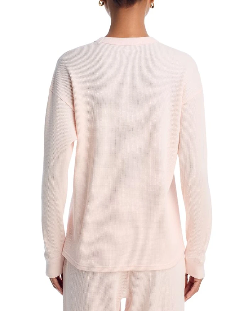 Crewneck Long Sleeve Waffle Knit Top