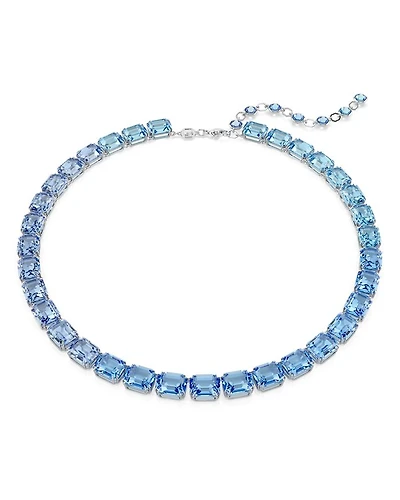 Millenia Blue Octagon Crystal Collar Necklace, 15"-18"
