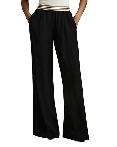 Petites Abs Striped Waistband Wide Leg Trousers