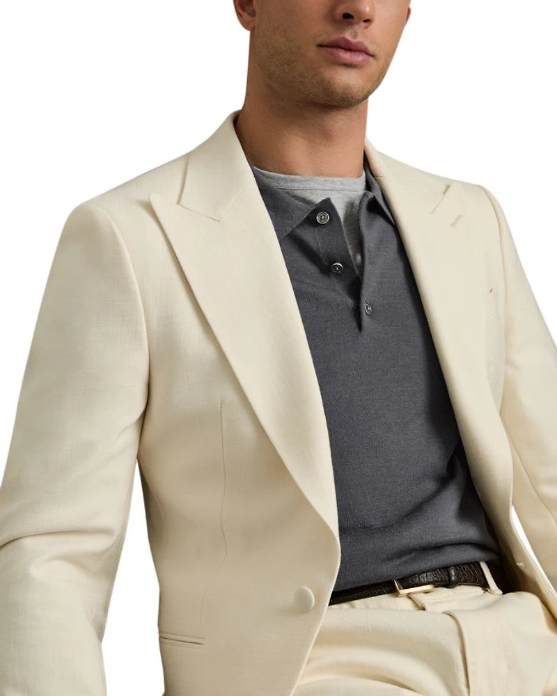 Slim Fit Trafford Long Sleeve Merino Wool Polo Shirt