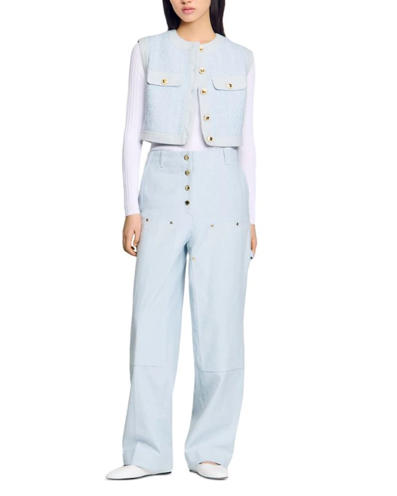 Ribbed Sweater with Tunisian Collar