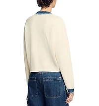 Cardigan with Denim Detail