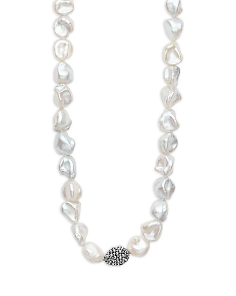 Sterling Silver Luna Keshi Pearl & Caviar Bead Long Strand Necklace, 34"