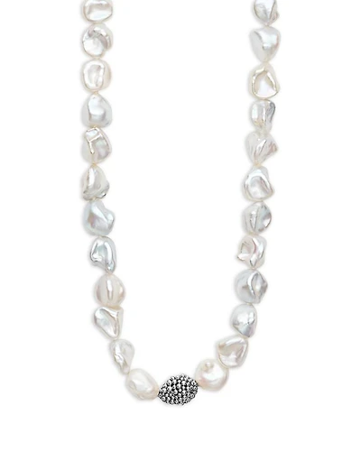 Sterling Silver Luna Keshi Pearl & Caviar Bead Long Strand Necklace, 34"
