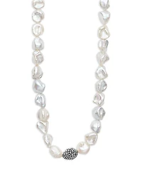 Sterling Silver Luna Keshi Pearl & Caviar Bead Long Strand Necklace, 34"