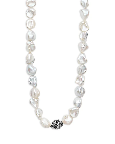 Lagos Sterling Silver Luna Keshi Pearl & Caviar Bead Long Strand Necklace, 34