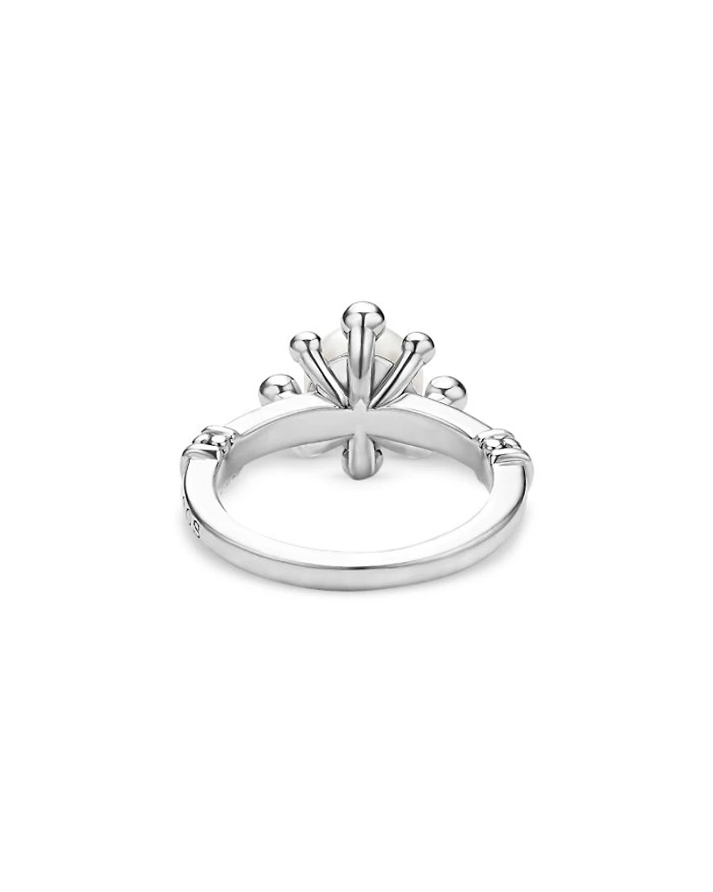 Sterling Silver Luna Cultured Pearl Fleur Ring