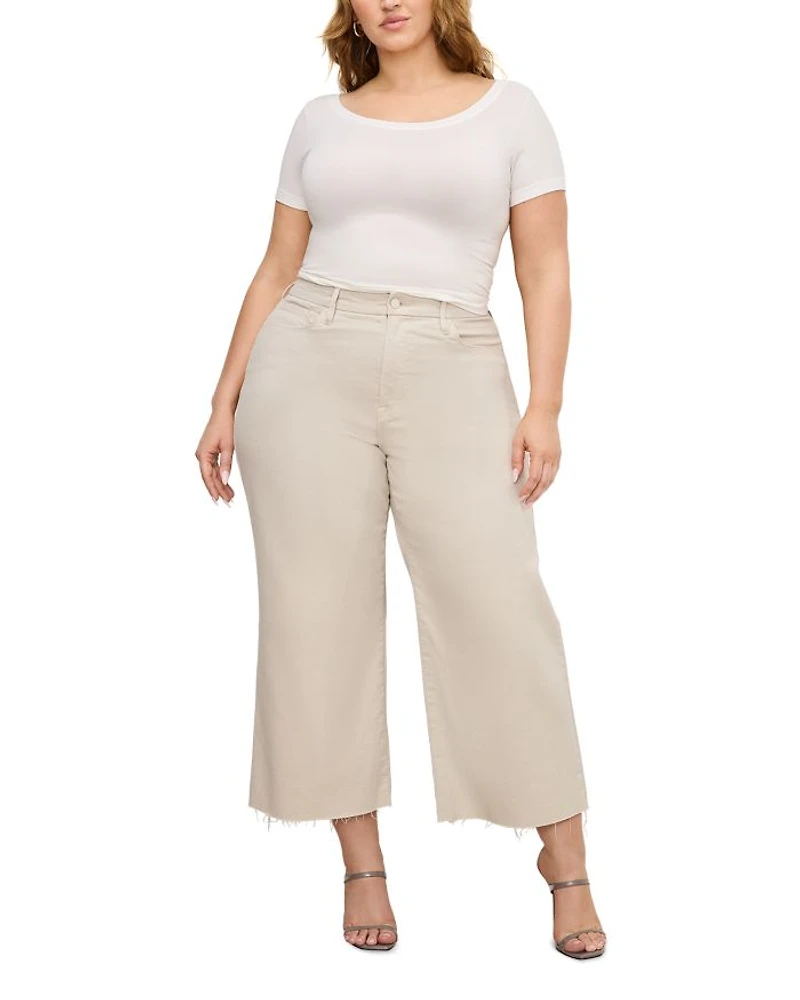 Good Waist High Rise Cropped Palazzo Jeans Bone